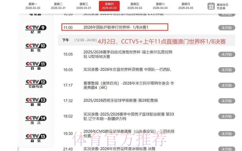 最新热门世界杯直播资讯